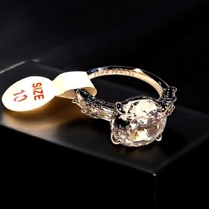 Size 10 Diamond Cubic Zirconia Ring With Rhodium Plating From Bomb Party
